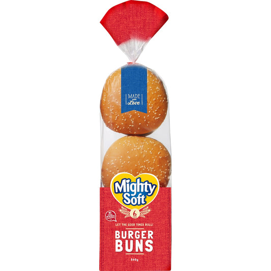 Fruitco Mighty Soft Bread Rolls Hamburger Buns 6 Pack