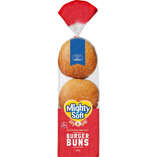 Fruitco Mighty Soft Bread Rolls Hamburger Buns 6 Pack