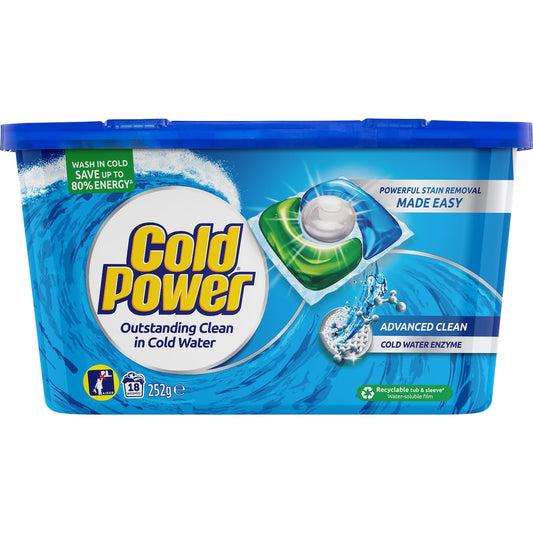 Fruitco Cold Power Advanced Clean Laundry Capsules Washing Detergent 18 pack