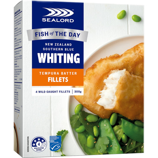 Fruitco Sealord Fish Of The Day Whiting Tempura Batter Fillets 4 Pack