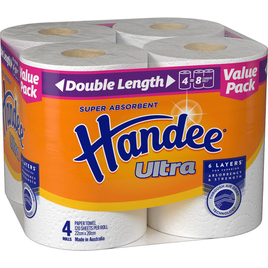 Fruitco Handee Ultra Double Length Paper Towel 4 Pack