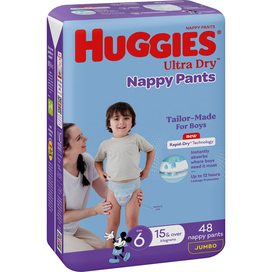 Fruitco Huggies Ultra Dry Nappy Pants Boys Size 6 (15kg+) 48 Pack