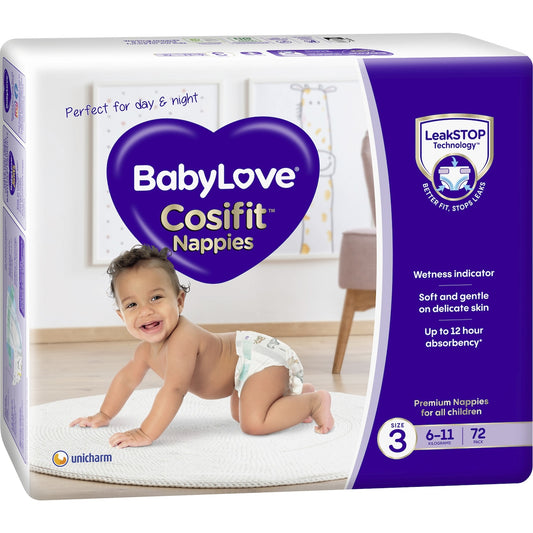 Fruitco Babylove Cosifit Nappies Size 3 (6-11kg) 72 Pack