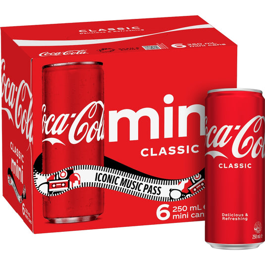 Fruitco Coca-Cola Classic Soft Drink Mini Cans 250ml X 6 Pack