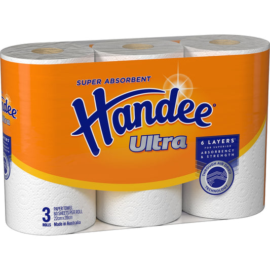Fruitco Handee Ultra Paper Towel White 2 Ply 180 Sheets 3 Pack