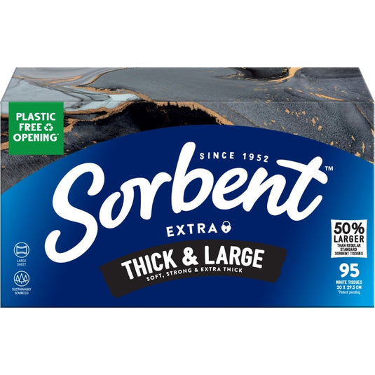 Fruitco Sorbent Facial Tissues Thick & Large White 95 Pack