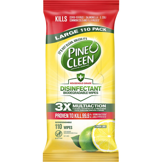 Fruitco Pine O Cleen Lemon Lime Disinfectant Cleaning Wipes 110 Pack