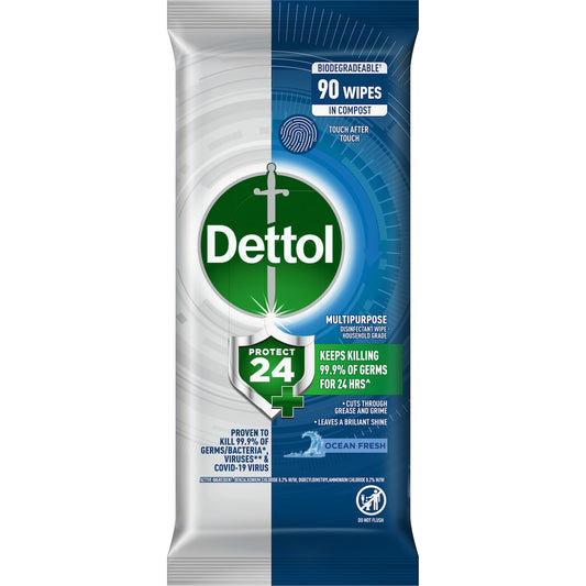 Fruitco Dettol Protect 24 Hour Multipurpose Cleaning Wipes Fresh 90 Pack