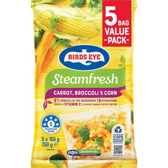 Fruitco Birds Eye Steam Fresh Broccoli, Carrots & Corn 750g