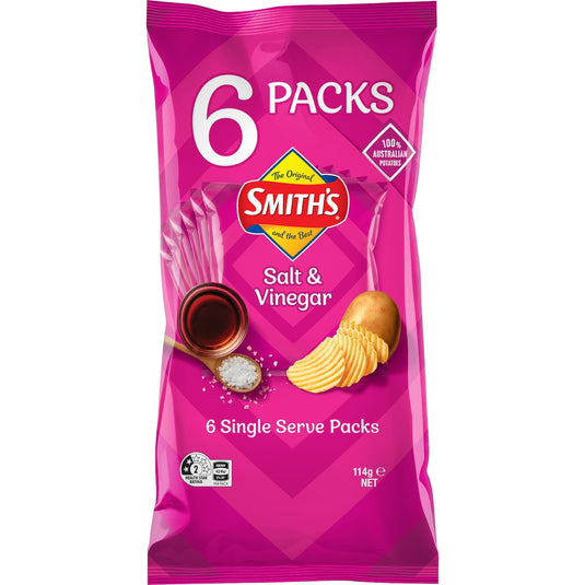 Fruitco Smith's Crinkle Cut Potato Chips Multipack Salt, Vinegar 6 Pack