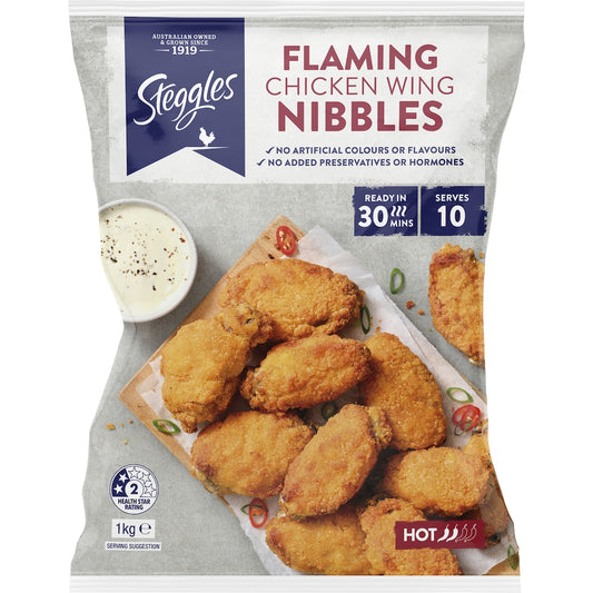 Fruitco Steggles Chicken Wing Nibbles Flaming 1kg