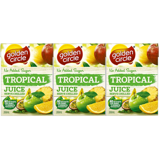 Fruitco Golden Circle Fruit Juice Box Poppers Tropical Juice No Added Sugar 200ml x6
