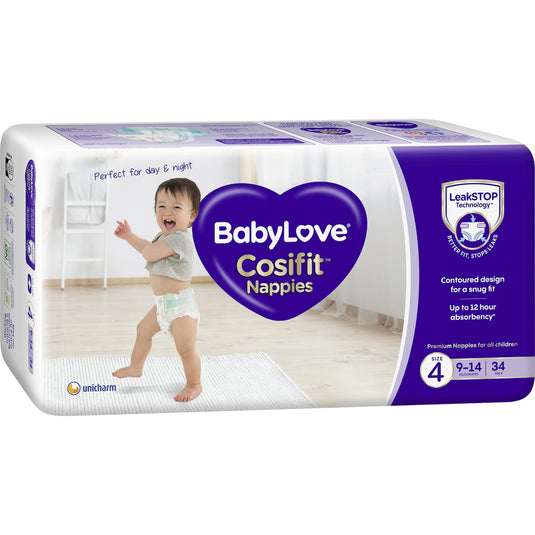 Fruitco Babylove Cosifit Nappies Size 4 (9-14kg) 34 Pack