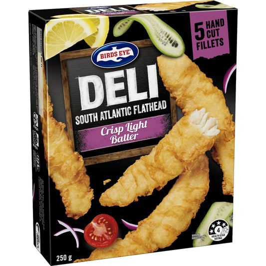 Fruitco Birds Eye Deli South Atlantic Flathead Fillets Light Batter 250g