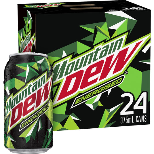 Fruitco Mountain Dew Energised Soft Drink Multipack Cans 375ml x 24 Pack