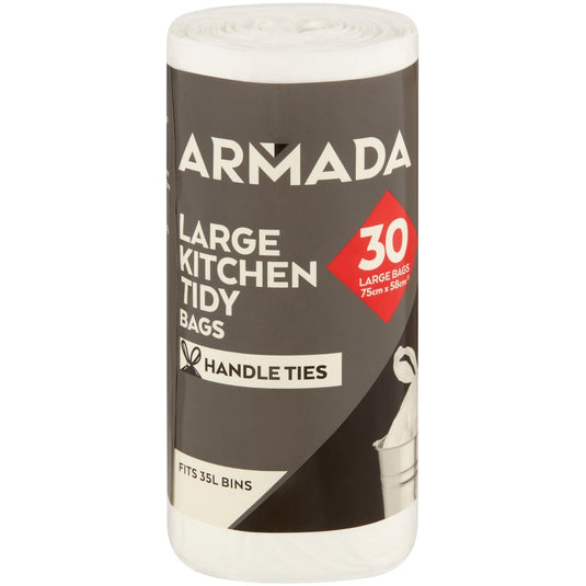 Fruitco Armada Kitchen Tidy Bags With Handles Large Roll 30 Pack