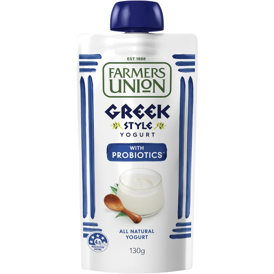 Fruitco Farmers Union Greek Style Yogurt Pouch Natural 130g