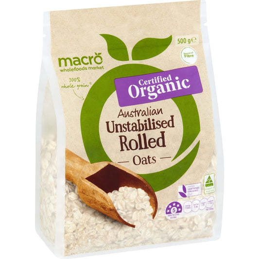 Fruitco Macro Organic Oats Rolled Unstabilised 500g