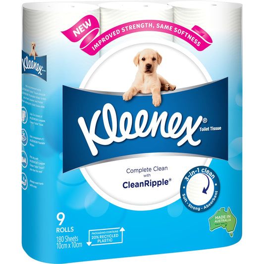 Fruitco Kleenex Complete Clean Toilet Paper Toilet Tissue 9 Pack