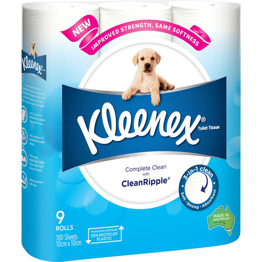 Fruitco Kleenex Complete Clean Toilet Paper Toilet Tissue 9 Pack