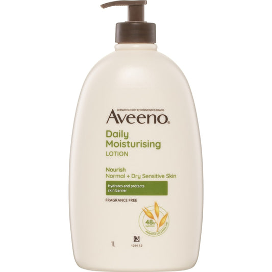 Fruitco Aveeno Daily Moisturising Body Lotion Fragrance Free Sensitive Skin 1l