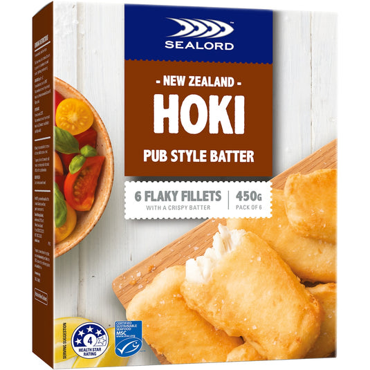 Fruitco Sealord Hoki Fillets Pub Style 450g
