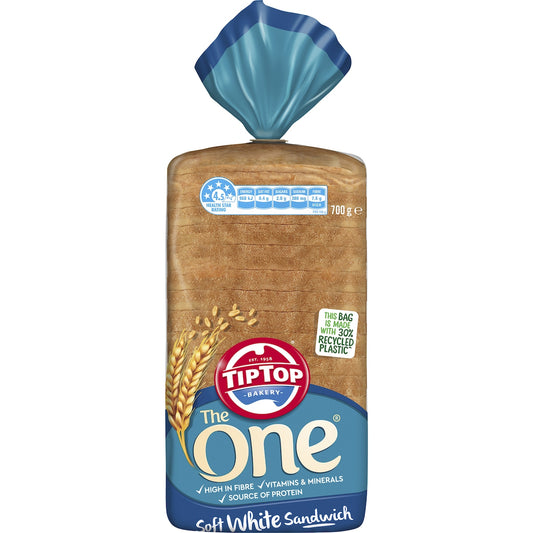 Fruitco Tip Top The One White Sandwich Slice Bread Loaf Bakery 700g