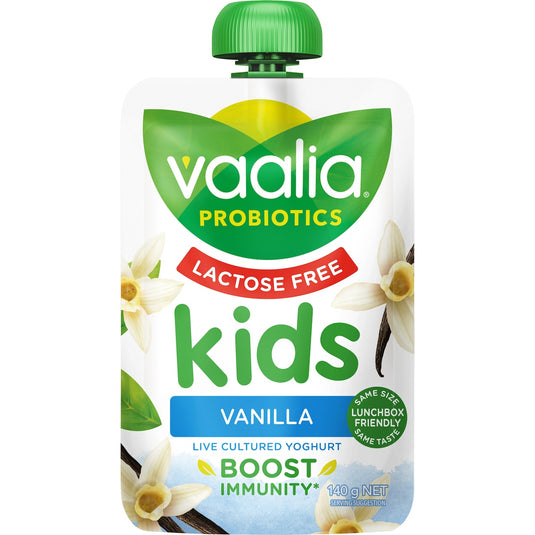 Fruitco Vaalia Kids Probiotic Yoghurt Pouch Lactose Free Vanilla 140g