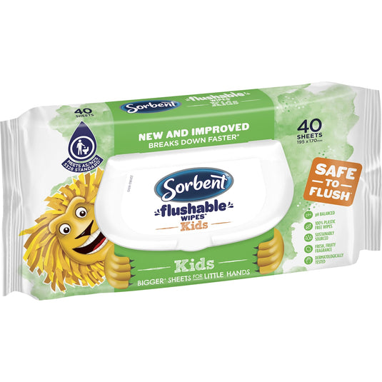 Fruitco Sorbent Flushable Wipes Kids 40 Pack