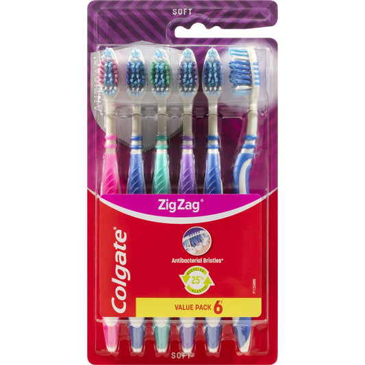 Fruitco Colgate Manual Toothbrush Zig Zag Interdental Clean Soft Value 6 pack