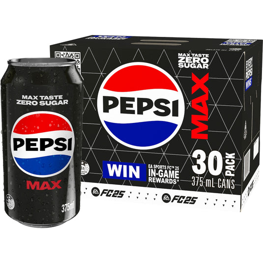 Fruitco Pepsi Max No Sugar Cola Soft Drink Cans Multipack 375ml x 30 Pack