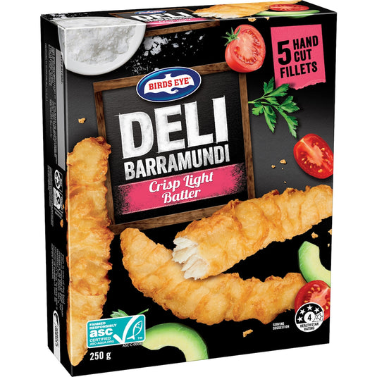 Fruitco Birds Eye Deli Barramundi Fillets Light Batter 250g