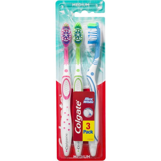 Fruitco Colgate Toothbrush Value Pack Max White Medium Bristles 3 Pack