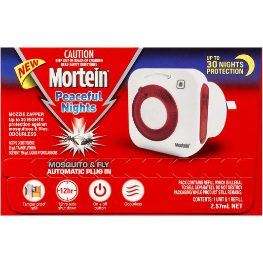 Fruitco Mortein Peaceful Nights Automatic Plug In Fly & Mosquito Repellent 2.57ml