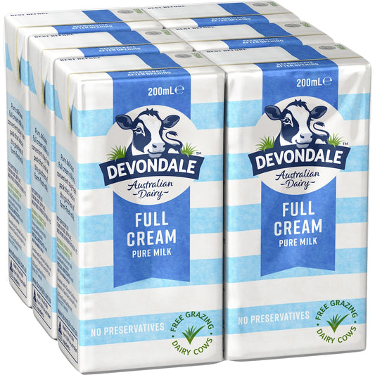 Fruitco Devondale 100% Pure Full Cream Milk Long Life UHT Milk 200mL x 6 pack