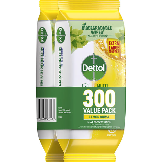 Fruitco Dettol Multipurpose Wipes Lemon Burst 300 Pack