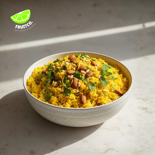 Golden Mediterranean Rice with Herbs & Crunch