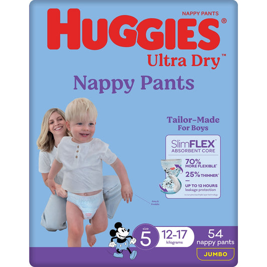Fruitco Huggies Ultra Dry Nappy Pants Boys Size 5 (12-17kg) 54 Pack