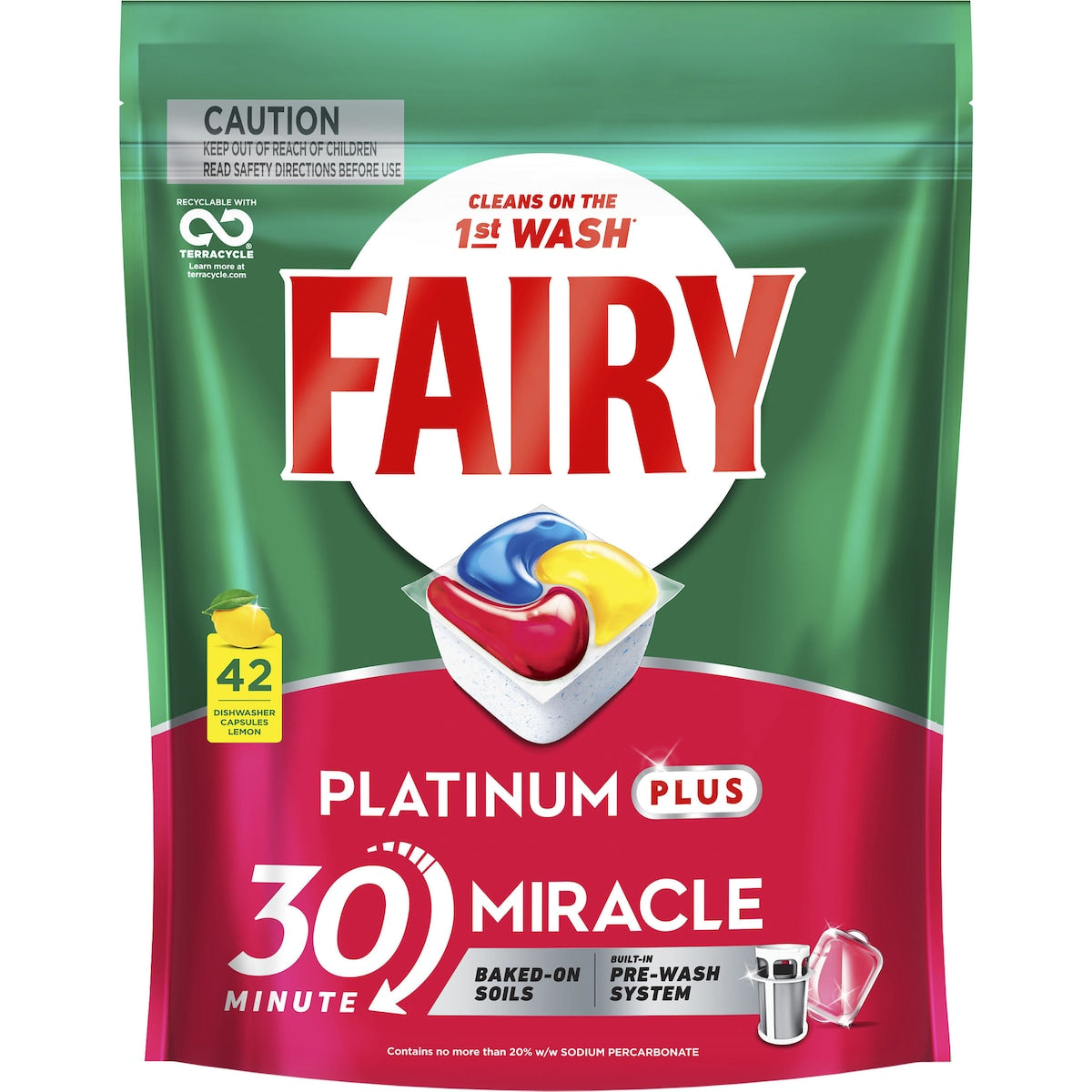 Fruitco Fairy Platinum Plus Lemon Dishwashing Tablets 42 pack