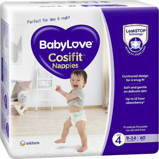 Fruitco Babylove Cosifit Nappies Size 4 (9-14kg) 60 Pack