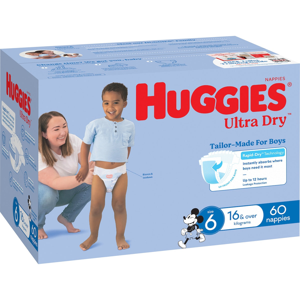 Fruitco Huggies Ultra Dry Nappies Boys Size 6 (16kg+) 60 Pack