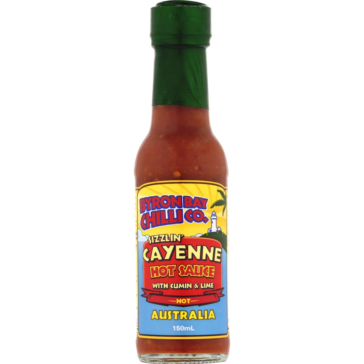 Fruitco Byron Bay Chilli Co. Sizzlin Cayenne Hot Sauce With Cumin & Lime Hot 150ml