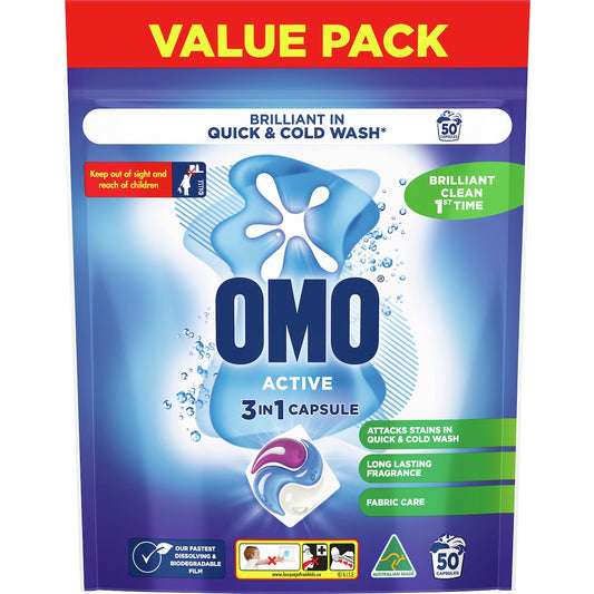Fruitco OMO Active Laundry Capsules 3-In-1 50 pack