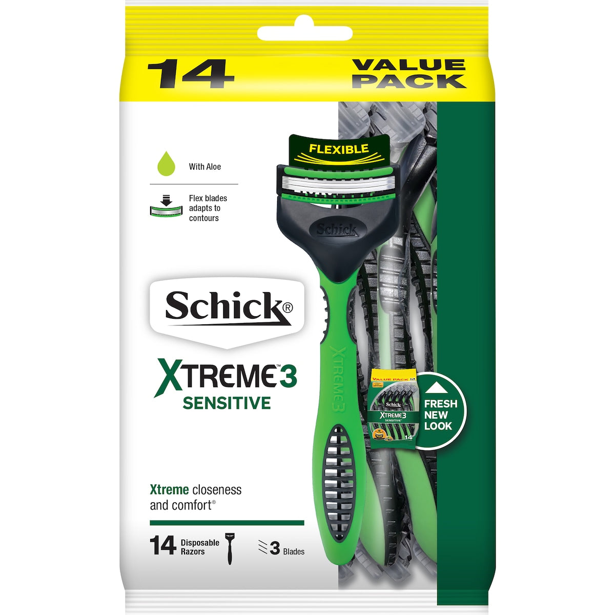 Fruitco Schick Xtreme 3 Sensitive Disposable Razors 14 Pack