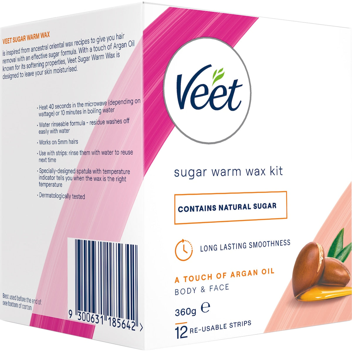 Fruitco Veet Sugar Warm Wax Hair Removal Kit With Argan Oil 360g