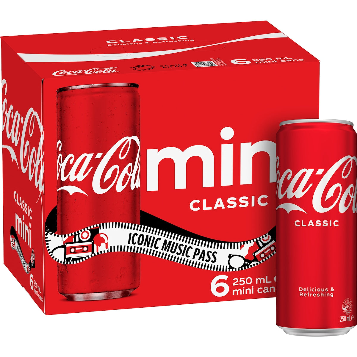 Fruitco Coca-Cola Classic Soft Drink Mini Cans 250ml X 6 Pack
