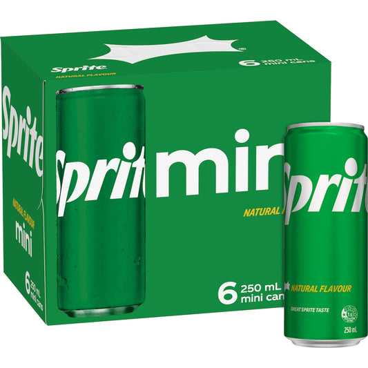Fruitco Sprite Lemonade Soft Drink Mini Cans 250ml x 6 Pack