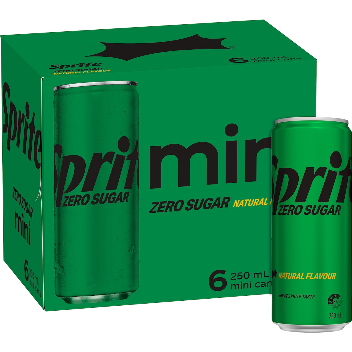 Fruitco Sprite Zero Sugar Lemonade Soft Drink Mini Cans 250ml x 6 Pack