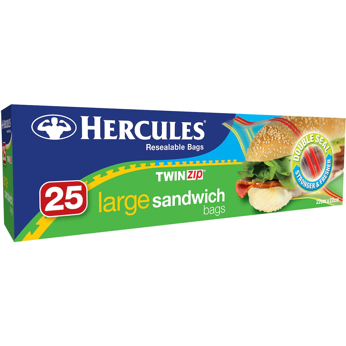 Fruitco Hercules Click Zip Large Resealable Twinzip Sandwich Bags 25 Pack