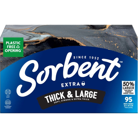 Fruitco Sorbent Facial Tissues Thick & Large White 95 Pack